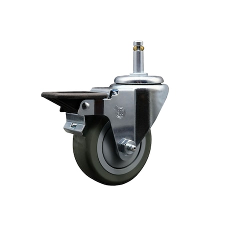 Service Caster 3.5'' Gray Poly Wheel Swivel 7/16'' Grip Ring Stem Caster with Brake SCC-GR20S3514-PPUB-PLB-716138